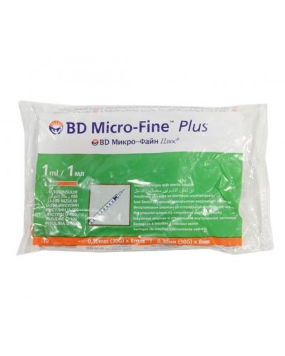 Інсуліновий шприц BD Micro-Fine U-100 1мл 30G (10 од.) Інсуліновий шприц BD Micro-Fine U-100 1мл 30G (10 од.)