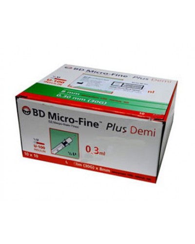 Інсуліновий шприц BD Micro-Fine Demi U-100 0,3мл 30G (100 од.) Інсуліновий шприц BD Micro-Fine Demi U-100 0,3мл 30G (100 од.)